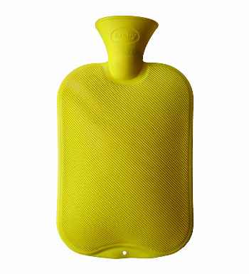 yellow single ribbed non rubber hot water bottle