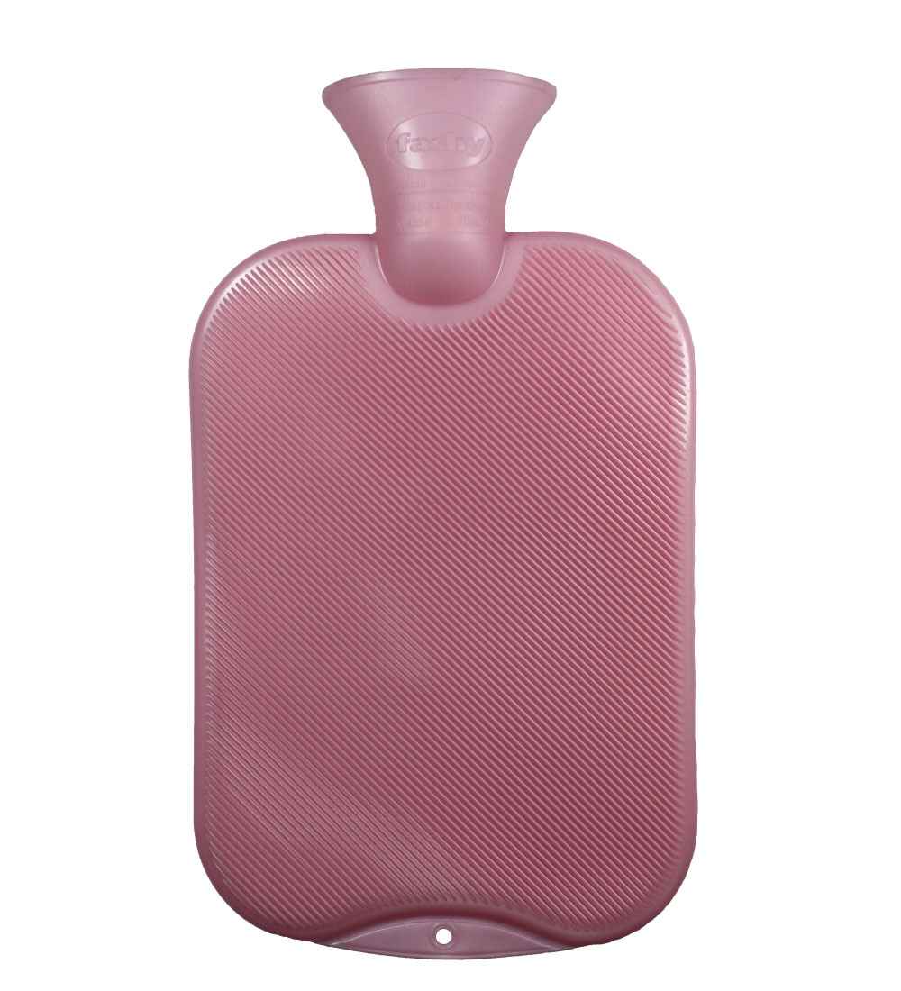 pink latex free hot water bottle