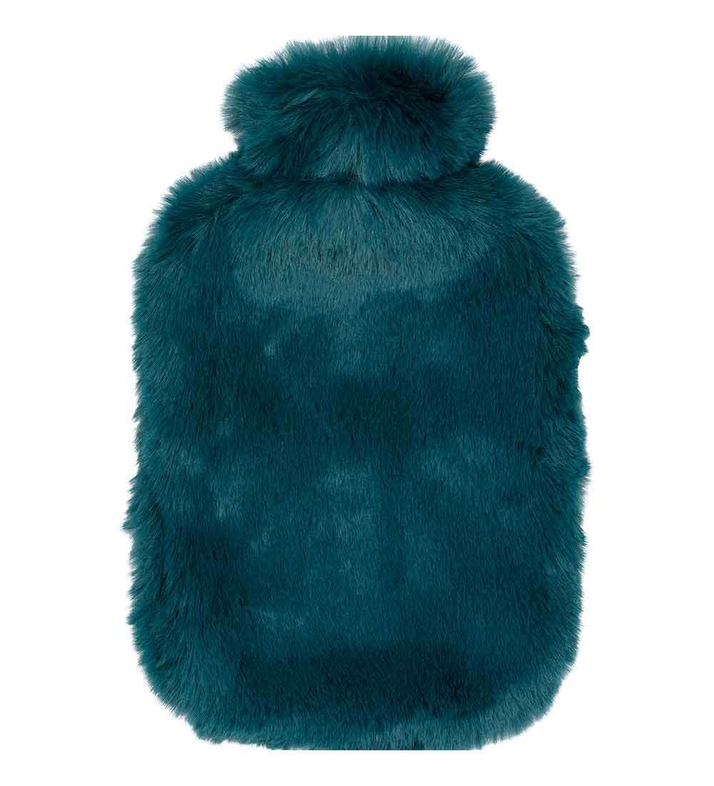 Teal Faux Fur Hot Water Bottle